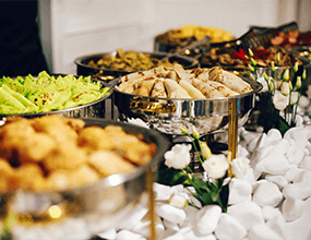 Table full of catering options